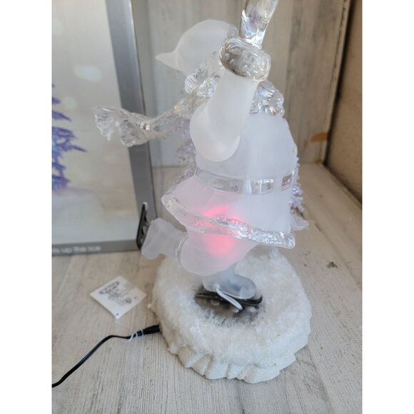 Acrylic Ice skating santa claus light up Xmas home decor glitter - Picture 7 of 9
